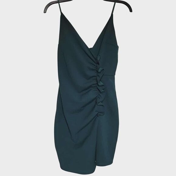 Love, Nickie Low Dresses & Skirts - Emerald Green Bodycon Dress with Ruffle Love, Nickie Low Size 5